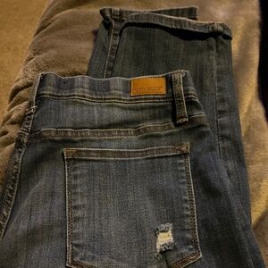 Judy Blue Boyfriend fit, pull on pants with distressing